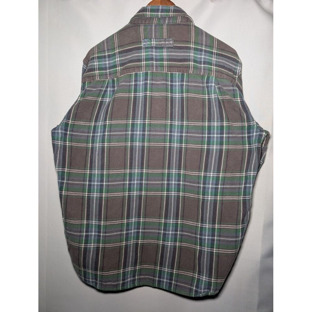 Woolrich Men's Large Heavyweight‎ Flannel Long Sleeve Button Down Blue/ Green - Picture 4 of 8